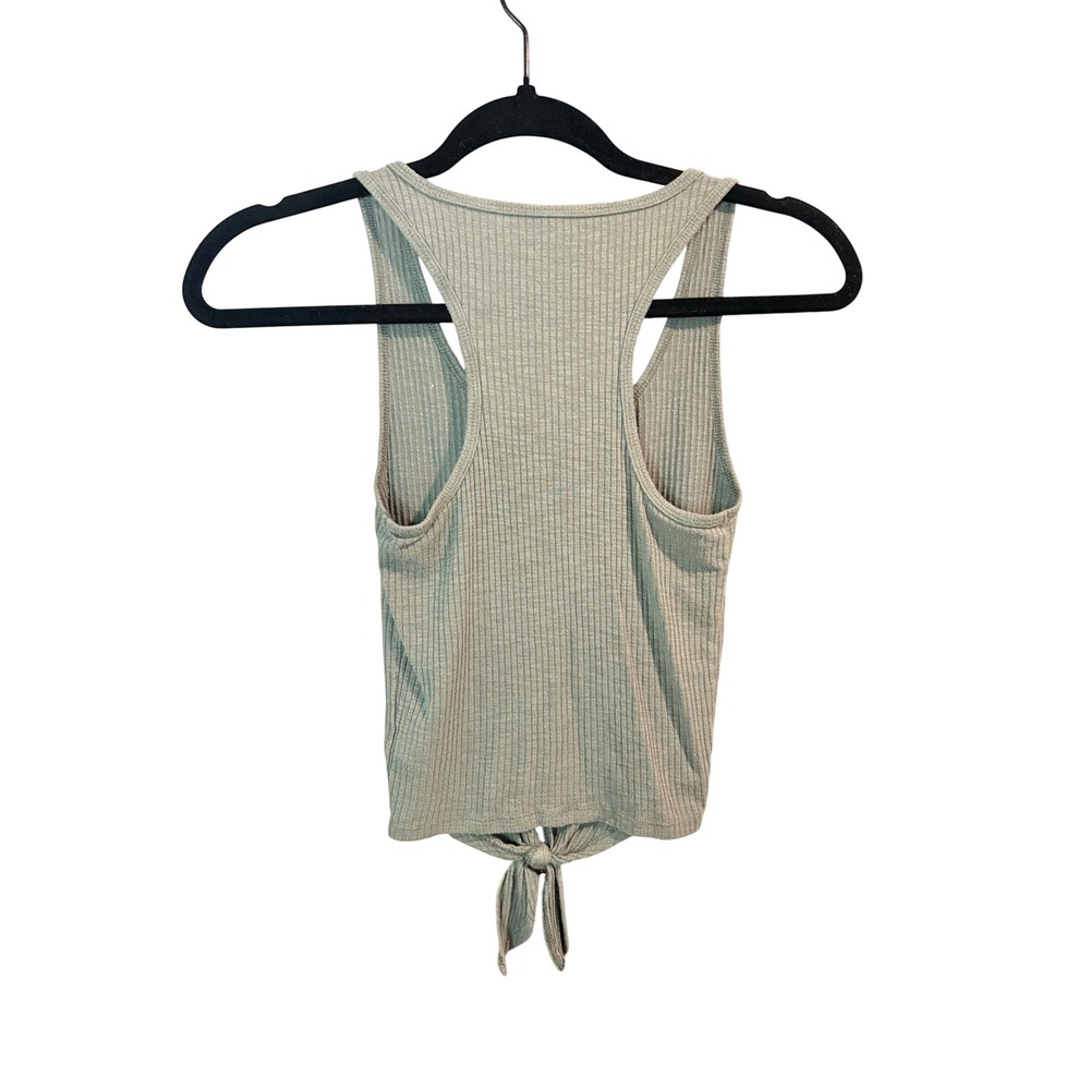 Aerie XS Sage Green Ribbed Racerback Tie-Front Crop Tank Top - Picture 5 of 6